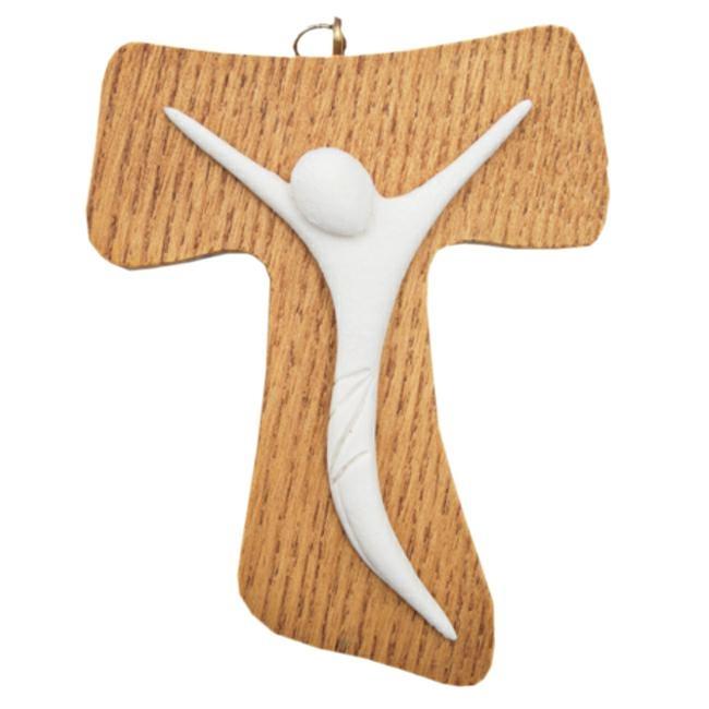CROCE TAU LEGNO C/CORPO IN RESINA