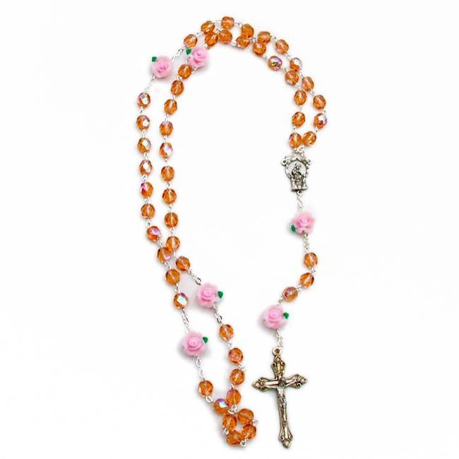 ROSARIO CRISTALLO 907/580 C/FIORE C/AST. 7X5S ROSA