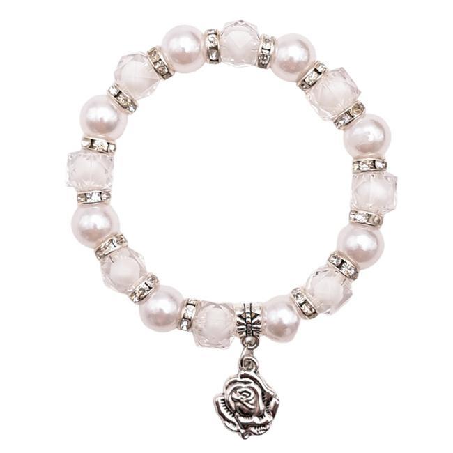 BRACCIALE PERLA 10 C/ELASTICO A5 BIANCO