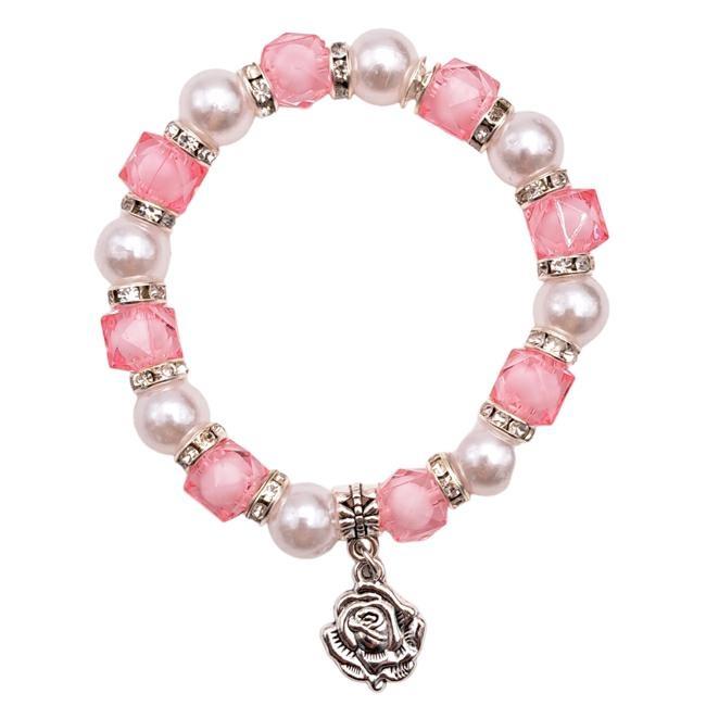 BRACCIALE PERLA 10 C/ELASTICO A6 ROSA