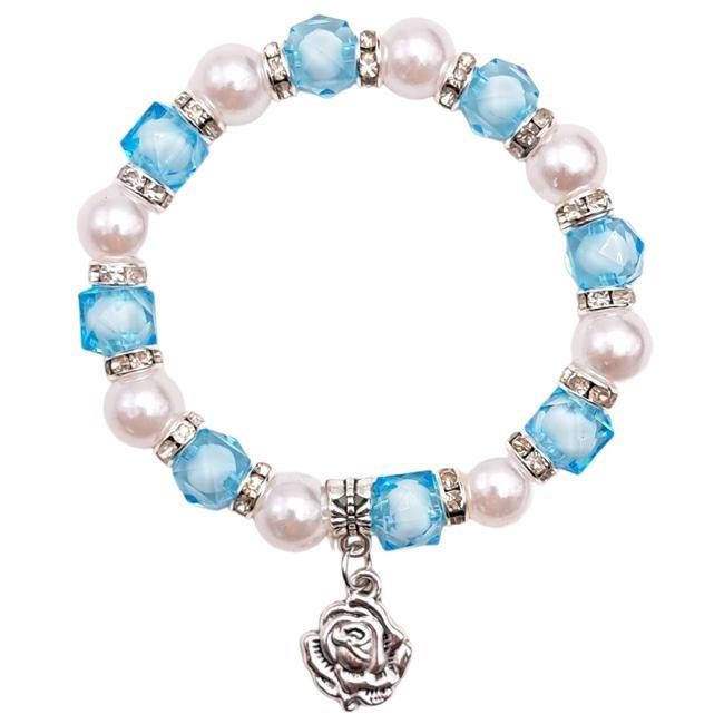BRACCIALE PERLA 10 C/ELASTICO A7 CELESTE