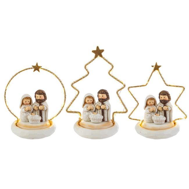 SACRA FAMIGLIA LED RESINA 3ASS. 9X6,5X13,5 CM.