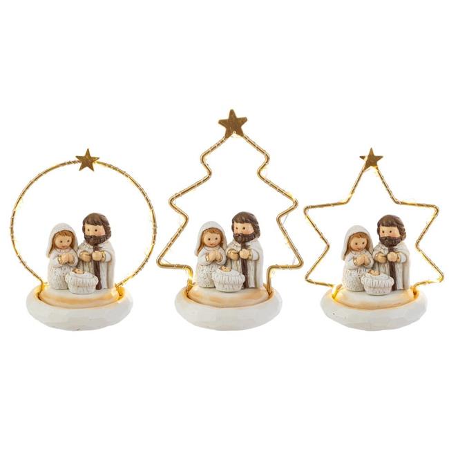 SACRA FAMIGLIA LED RESINA 3ASS. 9X6,5X13,5 CM.