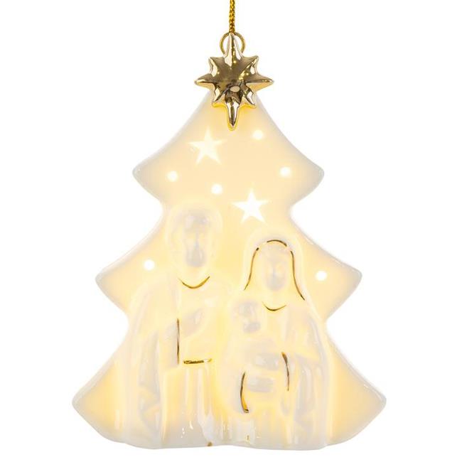 APPENDINO SACRA FAMIGLIA PORCELLANA LED 9,5X5X10 CM.